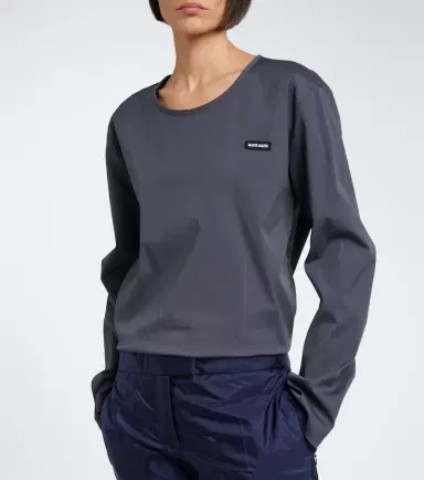 Miu Miu Cotton-blend poplin T-shirt | Thumbnail 3 Miu Miu Cotton-blend poplin T-shirt | Thumbnail 3
