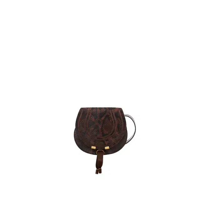 Chloé Small Marcie saddle bag in python-effect leather