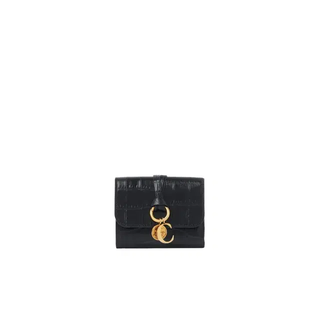 Chloé Small Alphabet tri-fold in croco-effect leather
