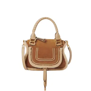 Chloé Small Marcie bag in suede leather & shearling | Thumbnail 1