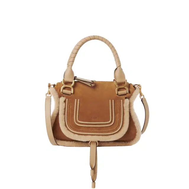 Chloé Small Marcie bag in suede leather & shearling
