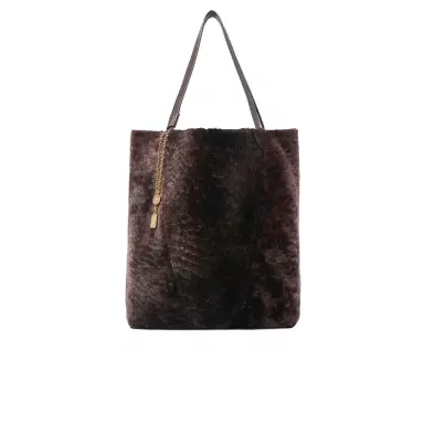 Chloé Large Chloé Spin tote bag in shearling | Thumbnail 1