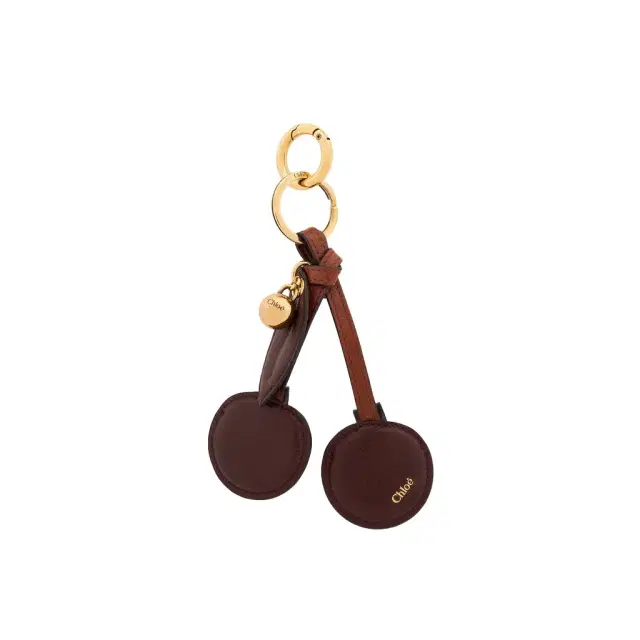Chloé Chloé Symbols Cherry key ring bag charm in grained leather