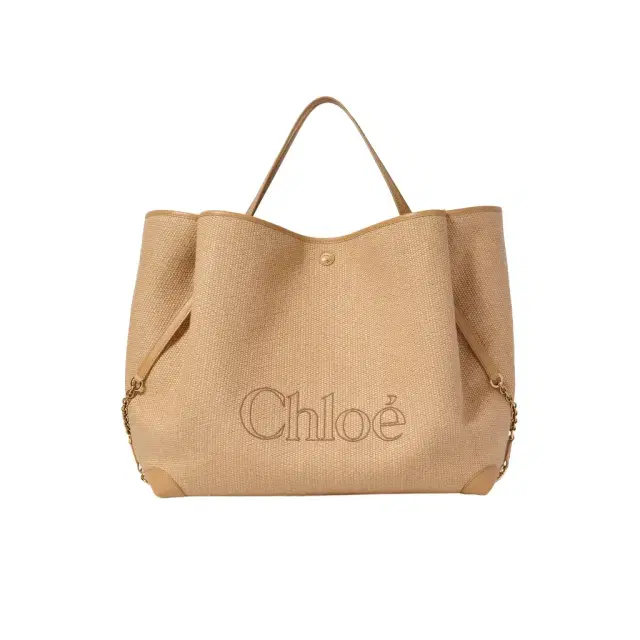 Chloé Large Chloé Clover double carry bag in raffia-effect fibers