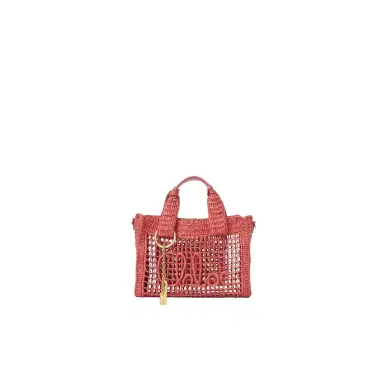 Chloé Small Summer Banana east-west tote bag with strap in raffia | Thumbnail 1