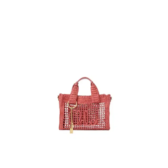Chloé Small Summer Banana east-west tote bag with strap in raffia