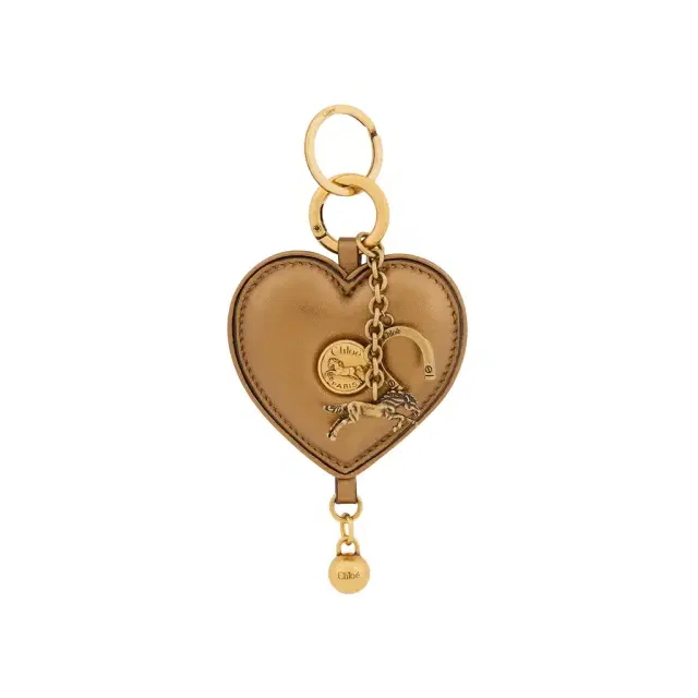 Chloé Chloé Symbols Heart key ring bag charm in metallized leather