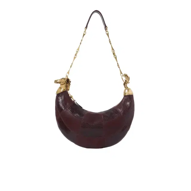 Chloé Chain Horse shoulder bag in grained leather & snakeskin