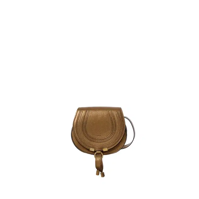 Chloé Small Marcie saddle bag in metallized leather