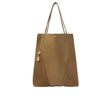 Chloé Large Chloé Spin tote bag in grained & suede leather | Thumbnail 1