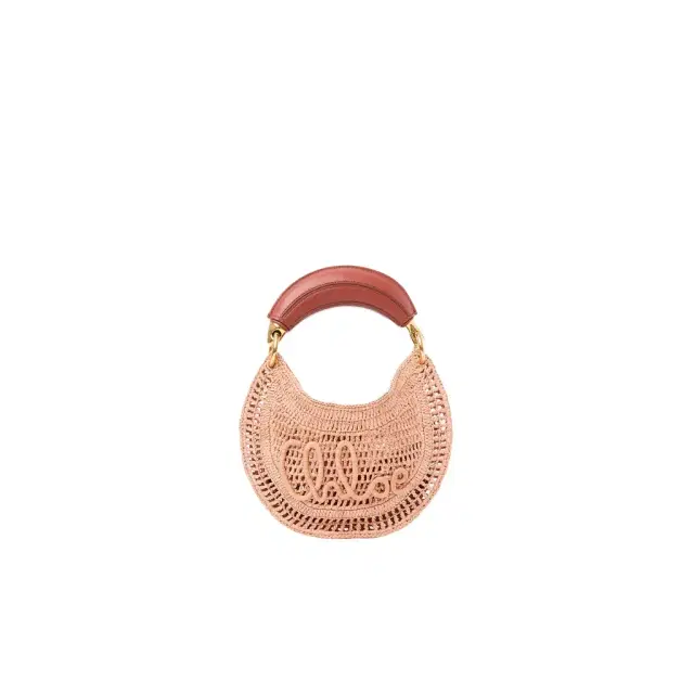 Chloé Mini Summer Banana hobo bag with strap in raffia