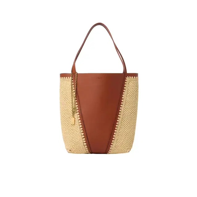 Chloé Chloé Spin tote bag in raffia-effect & leather