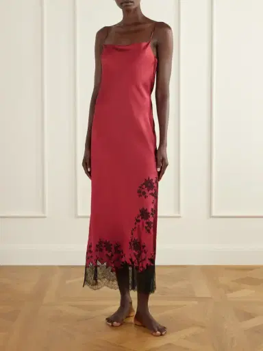 Carine Gilson Lace-trimmed Silk-satin Maxi Dress | Thumbnail 2