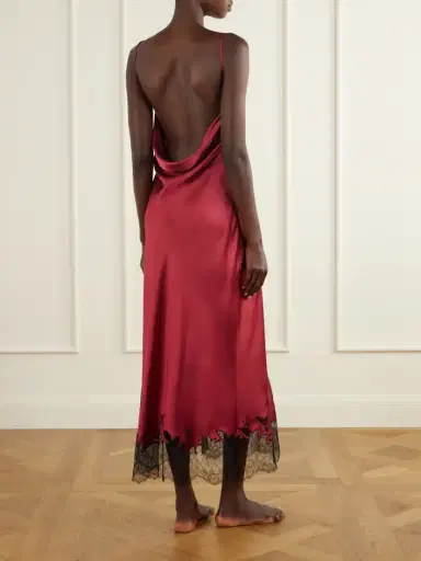 Carine Gilson Lace-trimmed Silk-satin Maxi Dress | Thumbnail 3