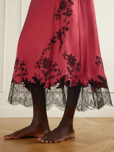 Carine Gilson Lace-trimmed Silk-satin Maxi Dress | Thumbnail 4