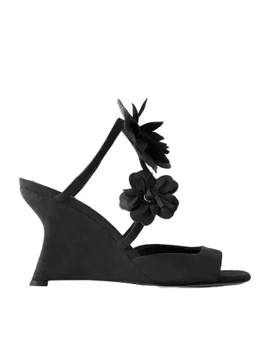 Zimmermann Belara Embellished Leather-trimmed Suede Wedge Mules | Thumbnail 1 Zimmermann Belara Embellished Leather-trimmed Suede Wedge Mules | Thumbnail 1