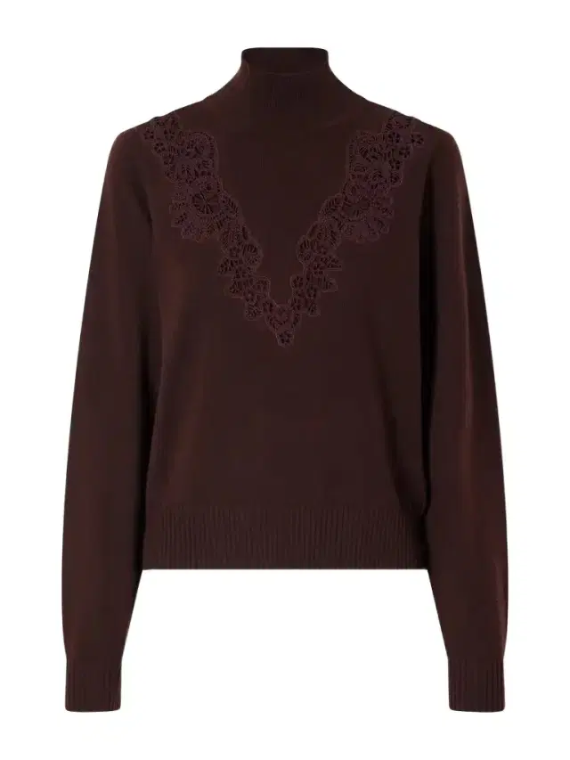 Valiant Lace-trimmed Wool Turtleneck Sweater