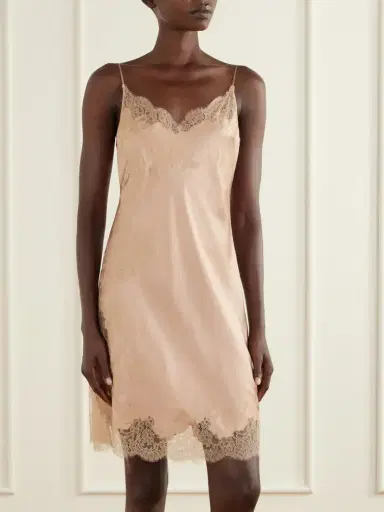 Carine Gilson Lace-trimmed Silk-satin Midi Dress | Thumbnail 2