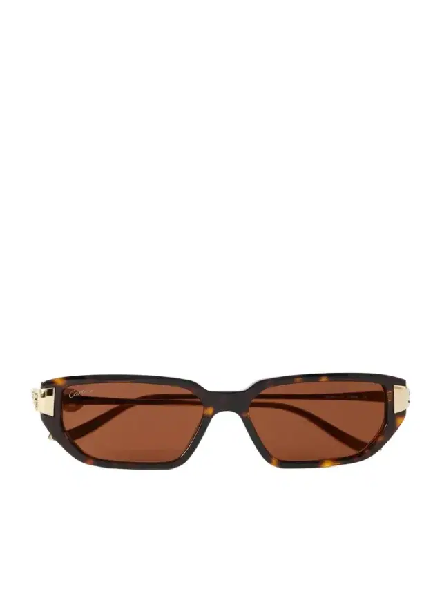 Cartier Eyewear Panthère De Cartier Rectangular-frame Recycled-acetate Gold-tone Sunglasses