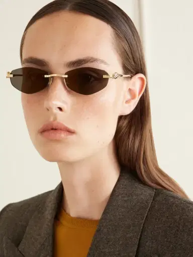 Cartier Eyewear Panthère De Cartier Round-frame Gold-tone Sunglasses | Thumbnail 5