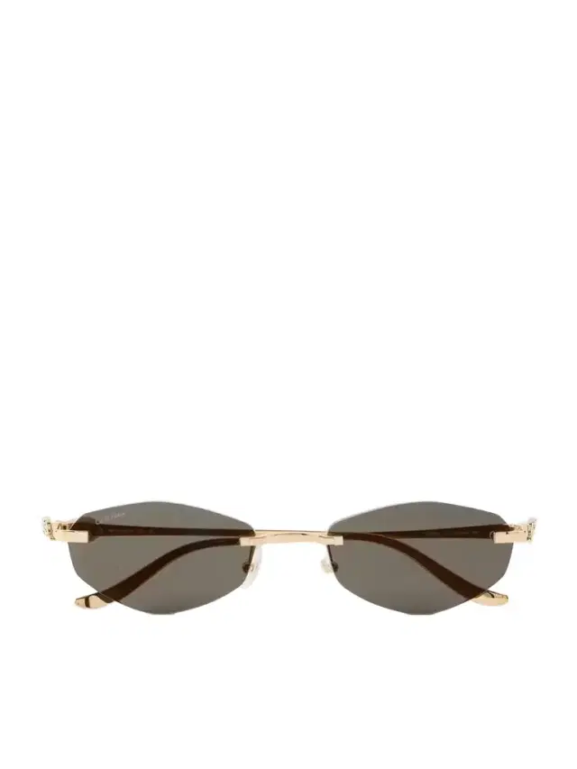 Cartier Eyewear Panthère De Cartier Round-frame Gold-tone Sunglasses