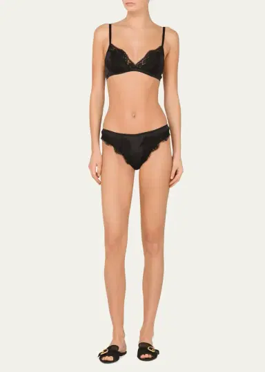 Dolce & Gabbana Satin Lace-Trim Soft Triangle Bra | Thumbnail 2