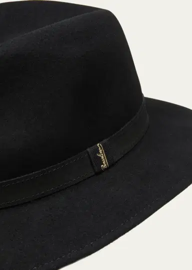 BORSALINO Men's Alessandria Leather-Band Wool Fedora Hat | Thumbnail 2