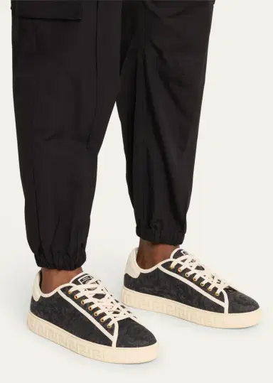 Versace Men's La Greca Baroque Canvas Low-Top Sneakers | Thumbnail 2