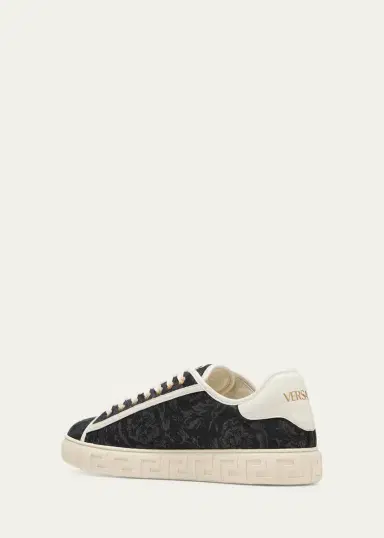 Versace Men's La Greca Baroque Canvas Low-Top Sneakers | Thumbnail 4