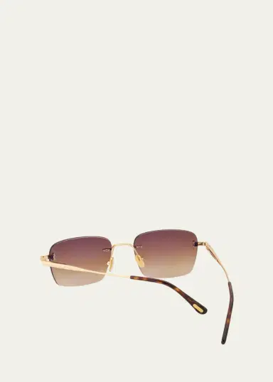 Tom Ford Men's Jake Rimless Rectangular Metal Sunglasses | Thumbnail 2