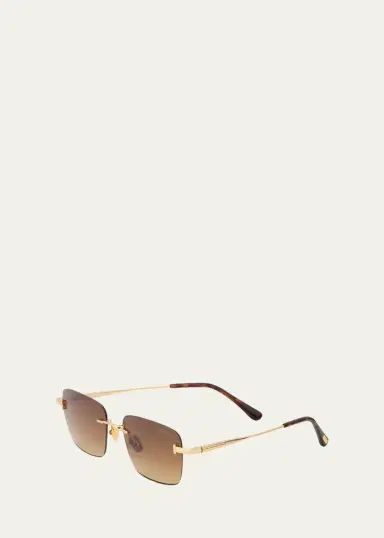 Tom Ford Men's Jake Rimless Rectangular Metal Sunglasses | Thumbnail 3