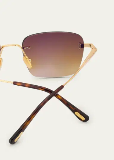 Tom Ford Men's Jake Rimless Rectangular Metal Sunglasses | Thumbnail 4
