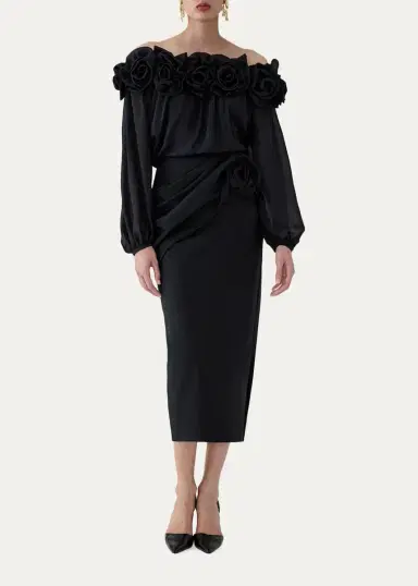 Carolina Herrera Rosette Off-the-Shoulder Blouse | Thumbnail 2