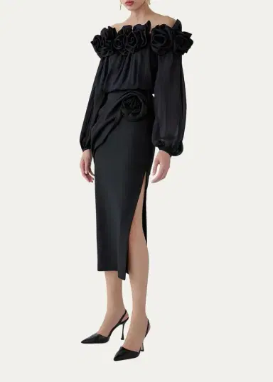 Carolina Herrera Rosette Off-the-Shoulder Blouse | Thumbnail 4