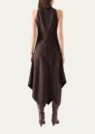 Akris punto Blanket Check Wool-Blend Flannel Midi Dress | Thumbnail 3