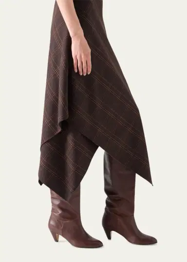Akris punto Blanket Check Wool-Blend Flannel Midi Dress | Thumbnail 5