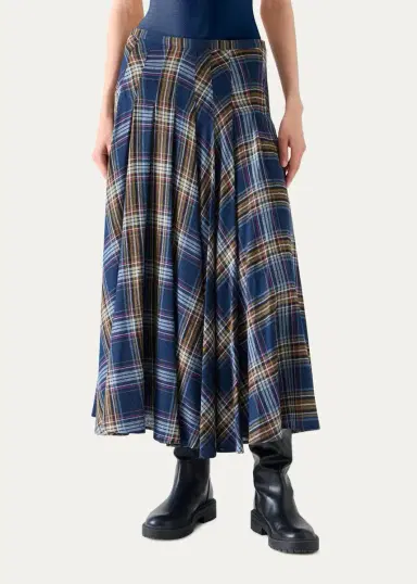 Akris punto Plaid Lightweight Wool Blend Shelley Midi Skirt | Thumbnail 2