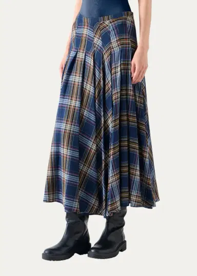 Akris punto Plaid Lightweight Wool Blend Shelley Midi Skirt | Thumbnail 4