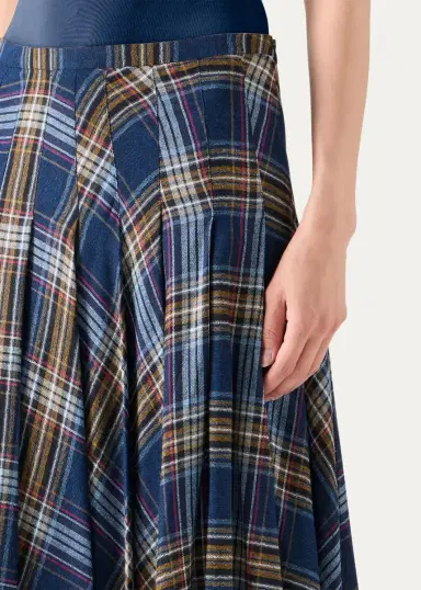 Akris punto Plaid Lightweight Wool Blend Shelley Midi Skirt | Thumbnail 5