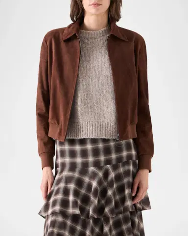 Akris punto Suede Bomber Short Jacket | Thumbnail 4