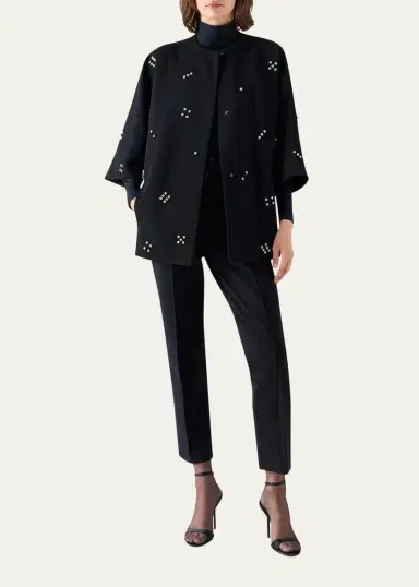 Akris punto Diamond Dice Dot Wool Car Coat | Thumbnail 2 Akris punto Diamond Dice Dot Wool Car Coat | Thumbnail 2