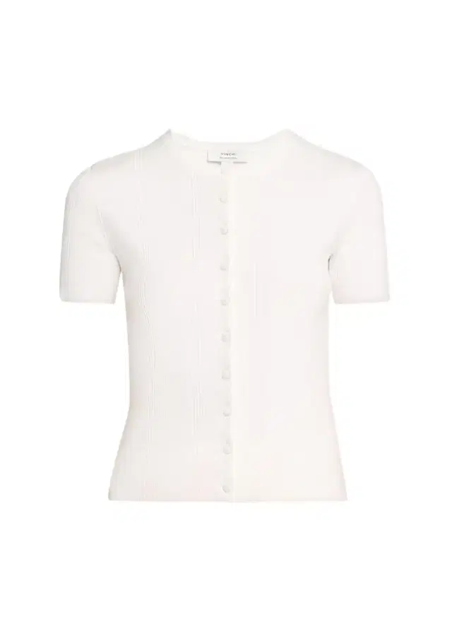 Vince Rib-Knit Cotton Short-Sleeve Cardigan