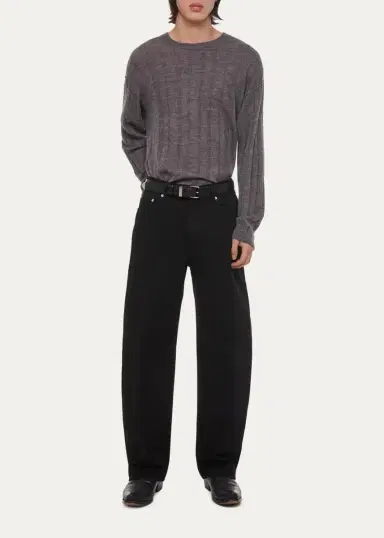Helmut Lang Men's Wide-Rib Wool and Nylon Crewneck Sweater | Thumbnail 2