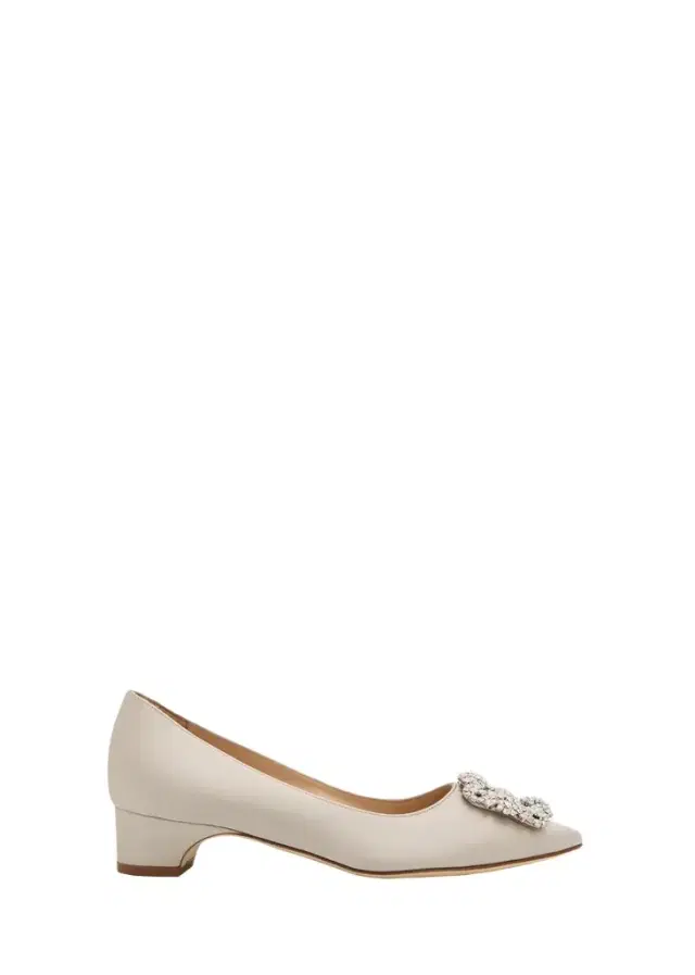 Manolo Blahnik 25mm Hangisibar Satin Crystal Buckle Pumps
