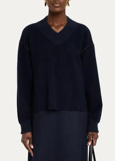 Lafayette 148 New York V-Neck Reversible Knit Sweater | Thumbnail 4