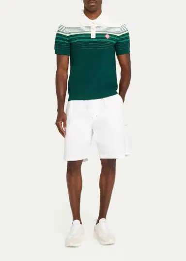 Casablanca Men's Cotton Blend Stripe Knit Polo Shirt | Thumbnail 2 Casablanca Men's Cotton Blend Stripe Knit Polo Shirt | Thumbnail 2