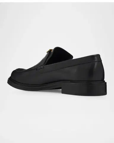 MOSCHINO Men's Logo Plaque Leather Loafers | Thumbnail 4