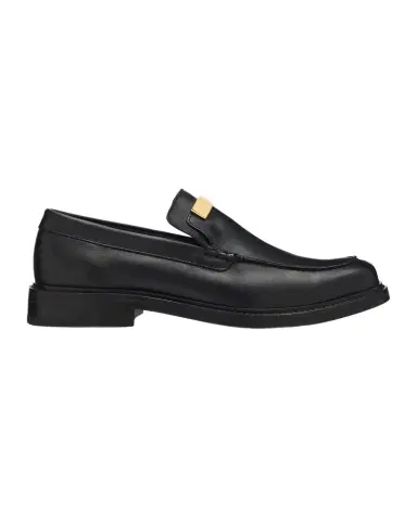 MOSCHINO Men's Logo Plaque Leather Loafers | Thumbnail 1