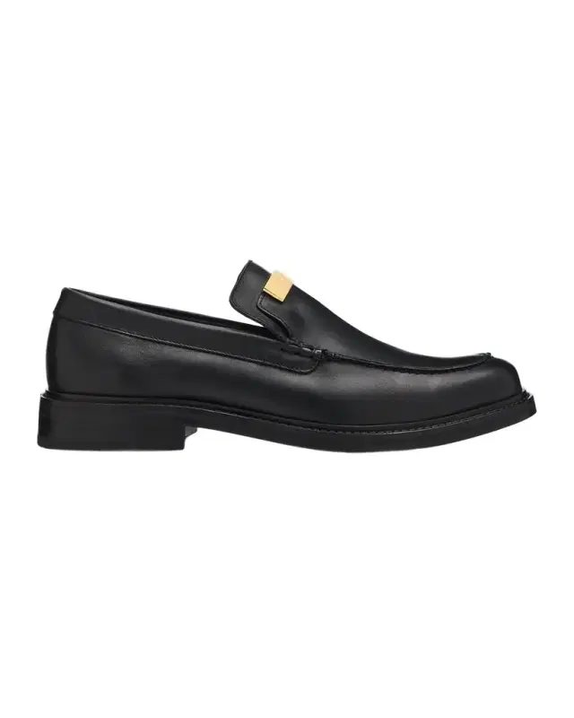 MOSCHINO Men's Logo Plaque Leather Loafers