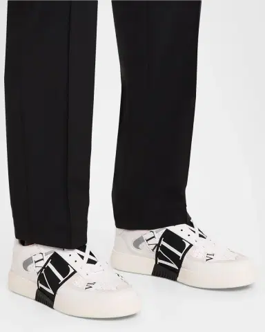 Valentino Garavani Men's VL7N Logo-Web Leather Sneakers | Thumbnail 2 Valentino Garavani Men's VL7N Logo-Web Leather Sneakers | Thumbnail 2